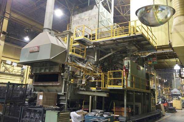 Used Modern Equipment Model: AL-5500 Jet Melter 5500 Pounds/Hour Stack (tower/shaft) Type Stationary Aluminum Melting and Holding Furnace