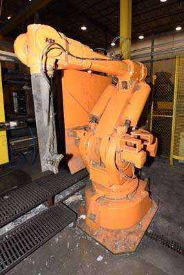 Used ABB Model: IRB 6400 M94A-2.4-120 120 Kilogram Six Axis Industrial Robot with Extractor Package/Gripper For Extracting Die Castings