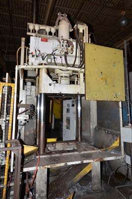 Used Reis Trim Press Model: SEP 10-65 D111 65 Metric Ton Three Column (Post) Vertical Hydraulic Die Casting Trim Press