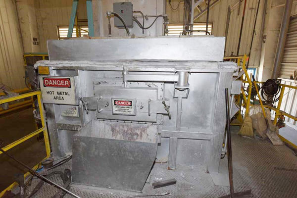 Used Modern Equipment Model: AL-1500 Jet Melter 1500 Pounds/Hour Stack (tower/shaft) Type Stationary Aluminum Melting and Holding Furnace