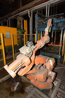 Used ABB Model: IRB 4400/60 60 Kilogram Six Axis Foundry Rated Industrial Robot with Extractor/Gripper & Die Spray Lubrication Package
