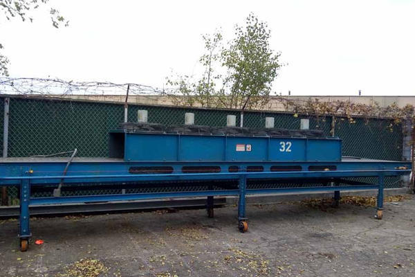 Used Erect-O-Veyor Model: 36 Inch Wide Metal Chain Plate Conveyor Belt with Forced Air Cooling Fans and Tunnel for Die Cast and Foundry Applications