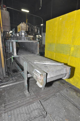 Used Erect-O-Veyor Model: 18 Inch Wide Metal Chain Plate Conveyor Belt with Forced Air Cooling Fans and Tunnel for Die Cast and Foundry Applications