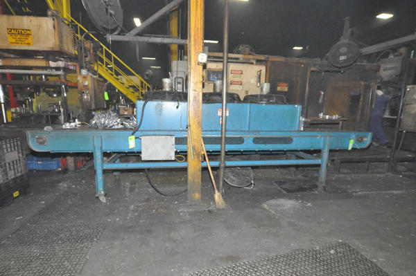 Used Erect-O-Veyor Model: 30 Inch Wide x 192 inch long Metal Chain Plate Conveyor Belt with Forced Air Cooling Fans and Tunnel for Die Cast and Foundry Applications