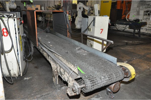 Used PDC Model: PDC-24 24 Inch Wide by 20 foot long Metal Chain Plate Conveyor Belt with Forced Air Cooling Fans and Tunnel for Die Cast and Foundry Applications