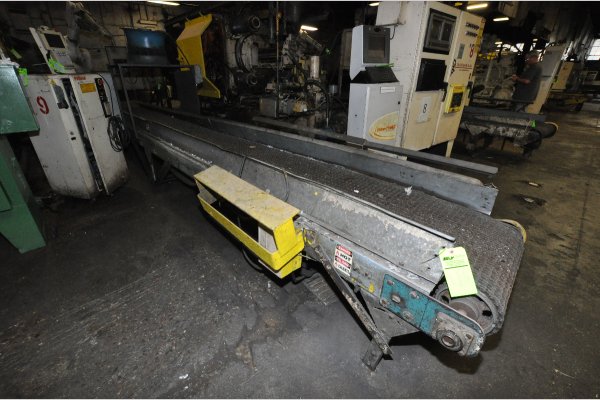 Used PDC Model: PDC--24C 24 Inch Wide by 20 foot long Metal Chain Plate Conveyor Belt with Forced Air Cooling Fans and Tunnel for Die Cast and Foundry Applications
