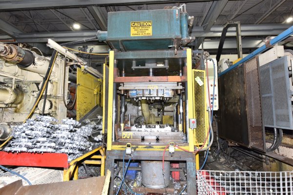 Used PH Hydraulics Model: TP-50-5 50 U.S. Tons Four Column (Post) Vertical Hydraulic Die Casting Trim Press