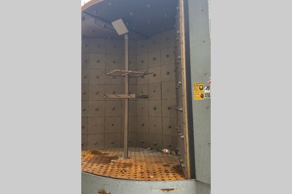Used Gibson Model: 48x84-SH 48 x 84 inch Indexing Two Chamber Spinner Hanger Abrasive Shot Blast & Peening Machine