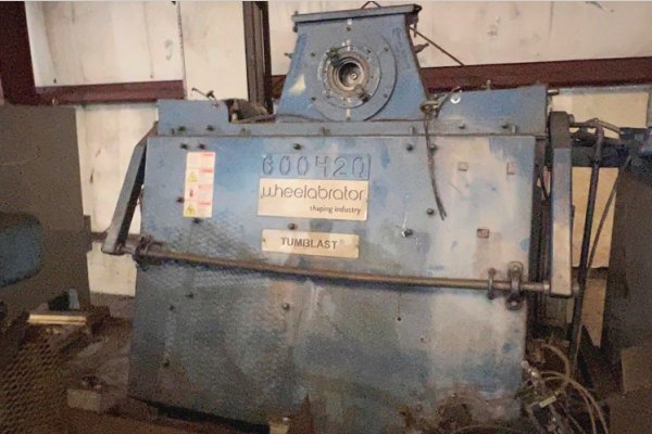 Used Wheelabrator Model: TMR-7 7 Cubic Foot Rubber Belt Batch Type Rubber Belt Tumble Blast Abrasive Shot Blast & Peening Machine