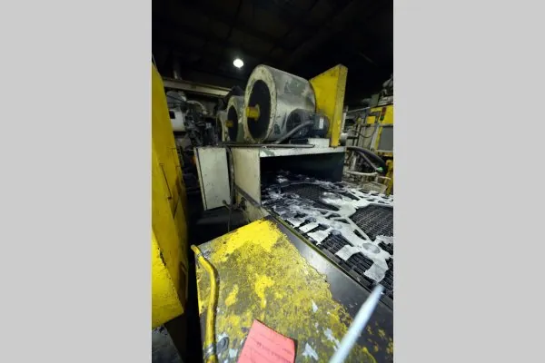 Used PCDC Model: PCDC-30x156 24 Inch Wide by 20 foot long Metal Chain Plate Conveyor Belt with Forced Air Cooling Fans and Tunnel for Die Cast and Foundry Applications
