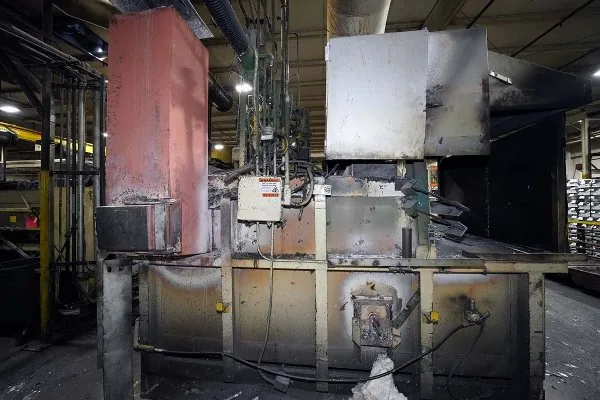 Used F.W. Schaefer Model: FWS-800 800 Pounds per Hour Melt Rate Reverberatory Type Wet Bath Stationary Aluminum Melting and Holding Furnace