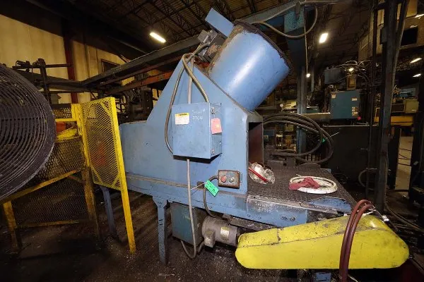 Used JDC Model: JDC-3x10 32 Inch Wide by 10 foot long Metal Chain Plate Conveyor Belt with Forced Air Cooling Fans and Tunnel for Die Cast and Foundry Applications