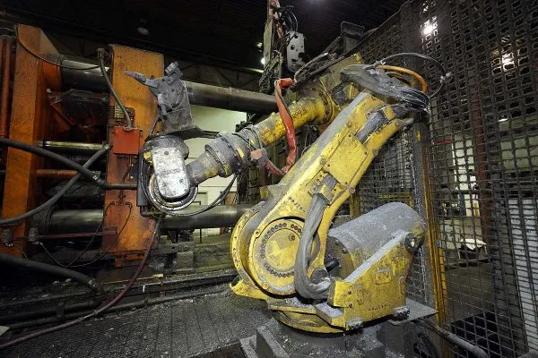 Used Fanuc Robotics Model: R-2000iB 210F with R-3iC Controller 165 KG (363 pounds) Six Axis Industrial Robot with Extractor Package/Gripper For Extracting Die Castings