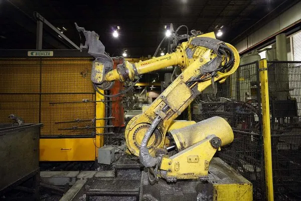 Used Fanuc Robotics Model: R-2000iB 210F with R-30iA Controller 165 KG (363 pounds) Six Axis Industrial Robot with Extractor Package/Gripper For Extracting Die Castings