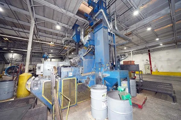 Used Wheelabrator Model: 29 x 13 Inch Continuous Mesh Belt Conveyor Type Pass-Through Abrasive Shot Blast & Peening Machine